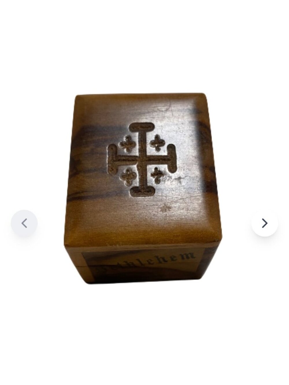 Handcrafted Olive Wood Keepsake Rosary Box Jerusalem Cross Bethlehem Israel 2" - Picture 12 of 12
